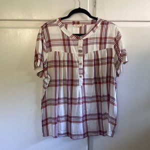 C&C California Red, White, & Black Plaid Blouse